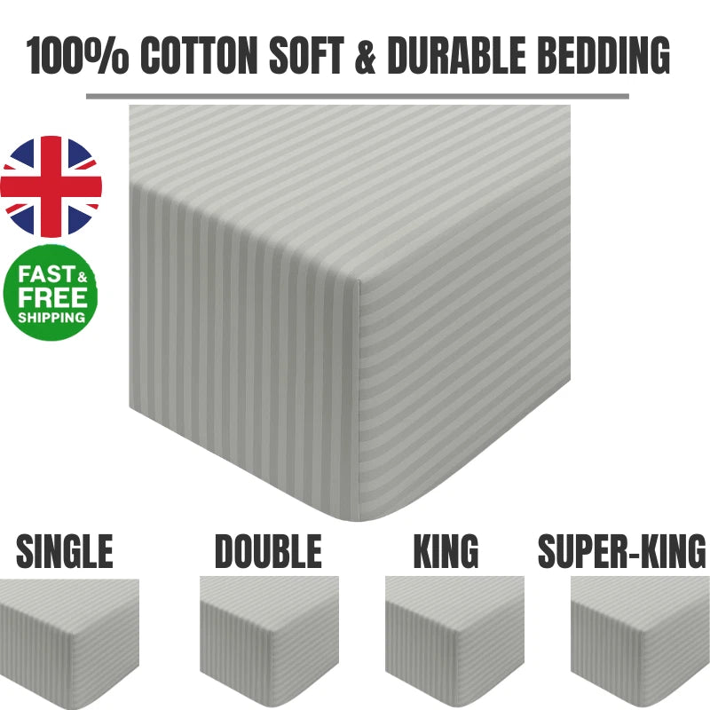 200TC Cotton Fitted Sheet - Available in Deep (30cm) & Extra Deep (40cm)