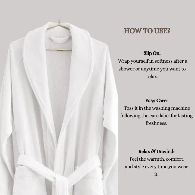 Classic Shawl Collar Egyptian Cotton Bathrobe - 500GSM