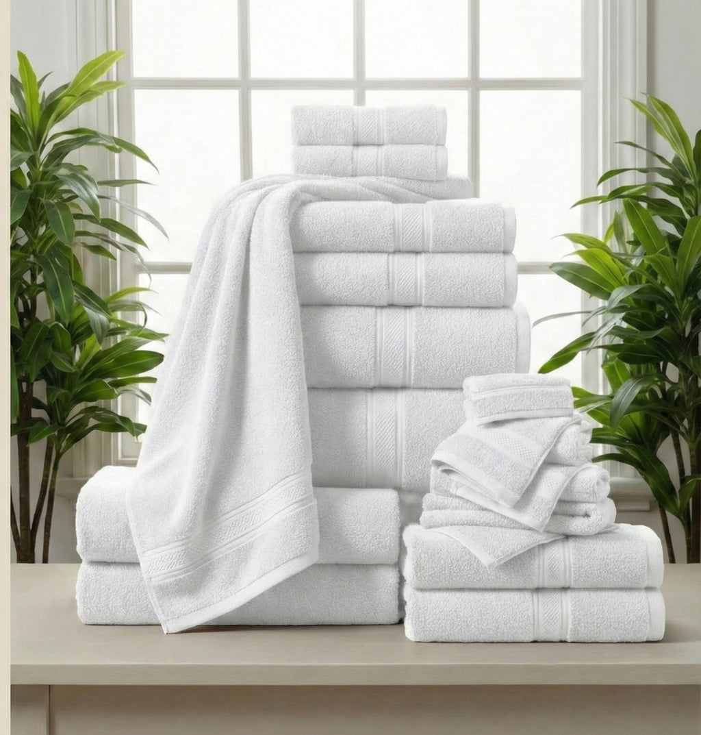 Classic White Cotton Tea Towels - Pack of 12 (120GSM)