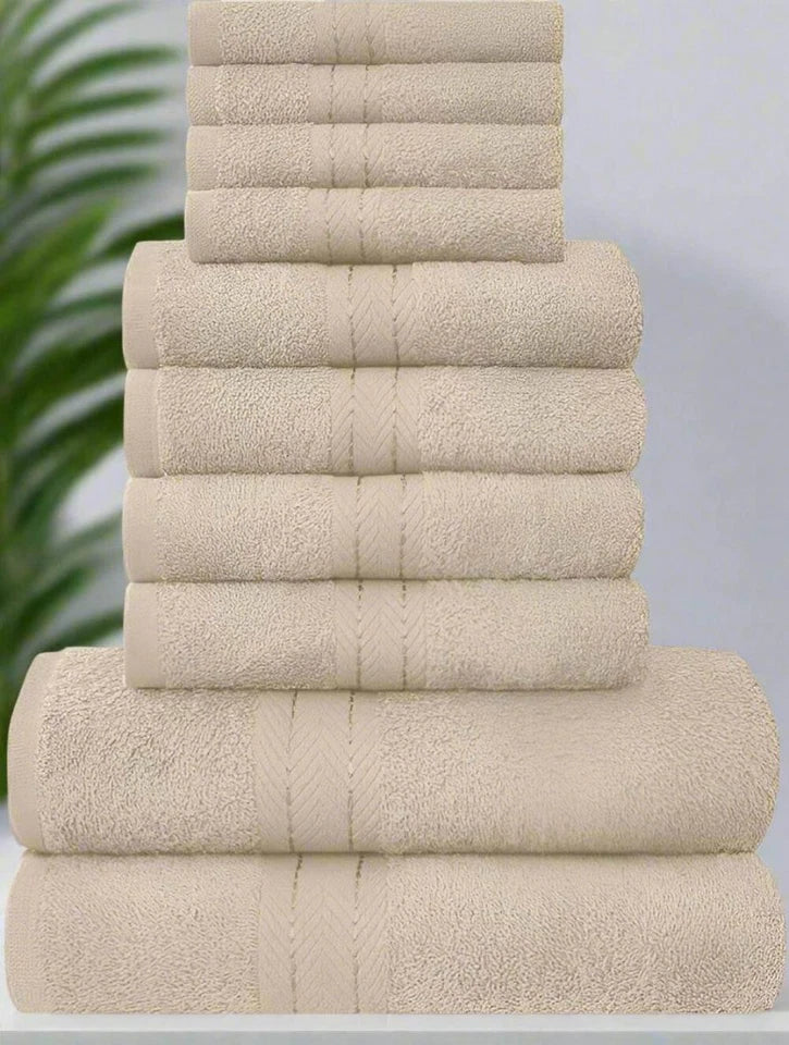 Luxury 10-Piece Towel Bale Set - 500GSM Cotton (2 Bath, 4 Hand, 4 Face)