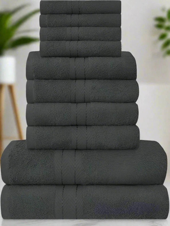 Luxury 10-Piece Towel Bale Set - 500GSM Cotton (2 Bath, 4 Hand, 4 Face)