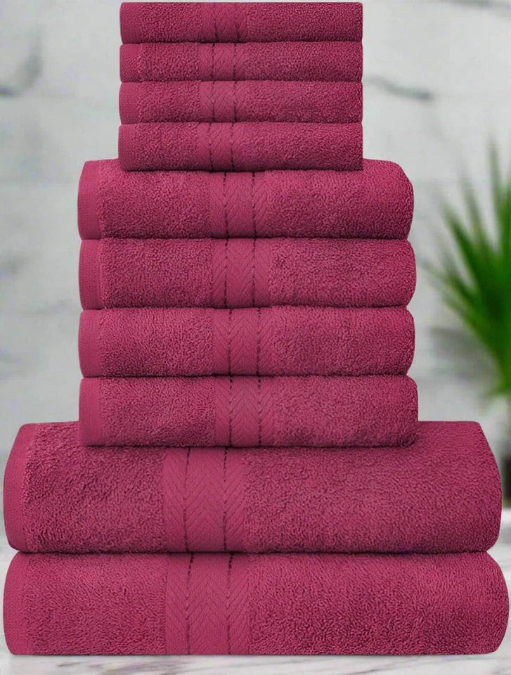 Luxury 10-Piece Towel Bale Set - 500GSM Cotton (2 Bath, 4 Hand, 4 Face)