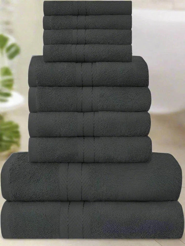Luxury 10-Piece Towel Bale Set - 500GSM Cotton (2 Bath, 4 Hand, 4 Face)