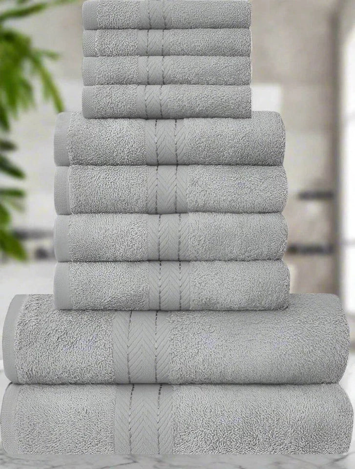 Luxury 10-Piece Towel Bale Set - 500GSM Cotton (2 Bath, 4 Hand, 4 Face)